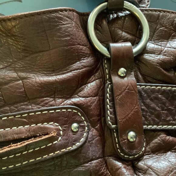 NWOT Brown Shoulder Bag Genuine Leather,Leopard Print Interior, Zipper, Makowski - Picture 9 of 13